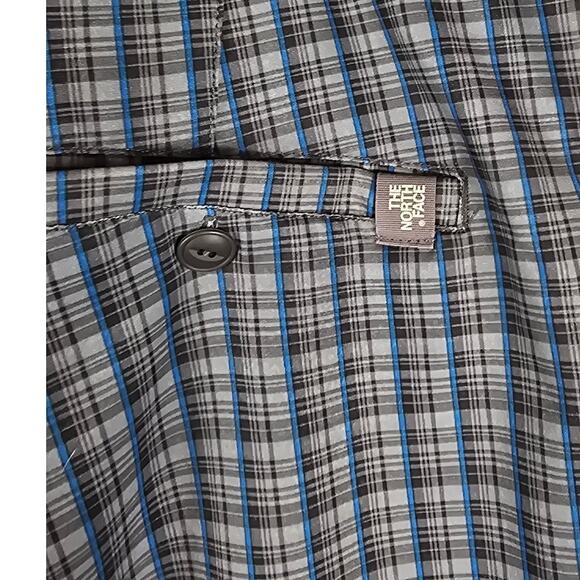 The North Face Men's Gray Blue Plaid Athletic Pockets Shorts 34 - Picture 3 of 5